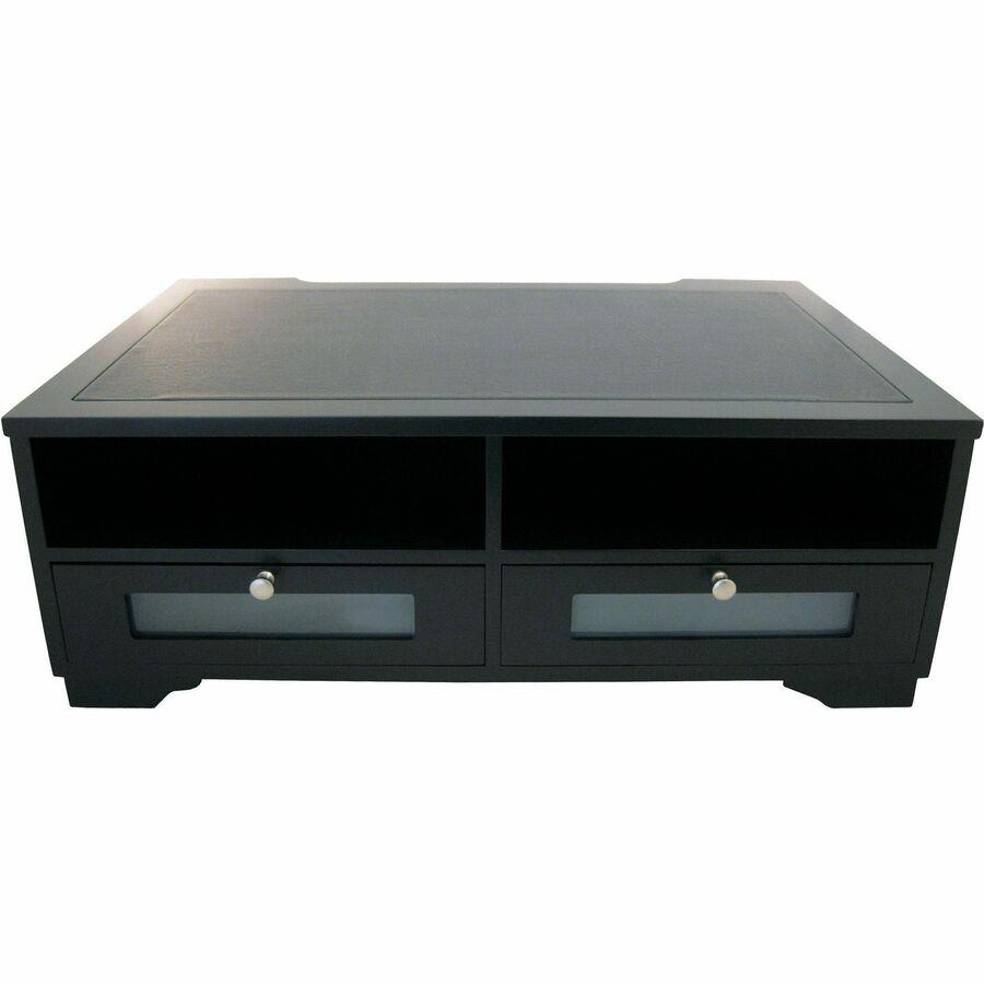 Victor 1130-5 Midnight Black Printer Stand - 2 x Shelf(ves) - 7.8" Height x 21.8" Width x 15.3" Depth - Desktop - Matte - Wood, Glass - Black. Picture 4