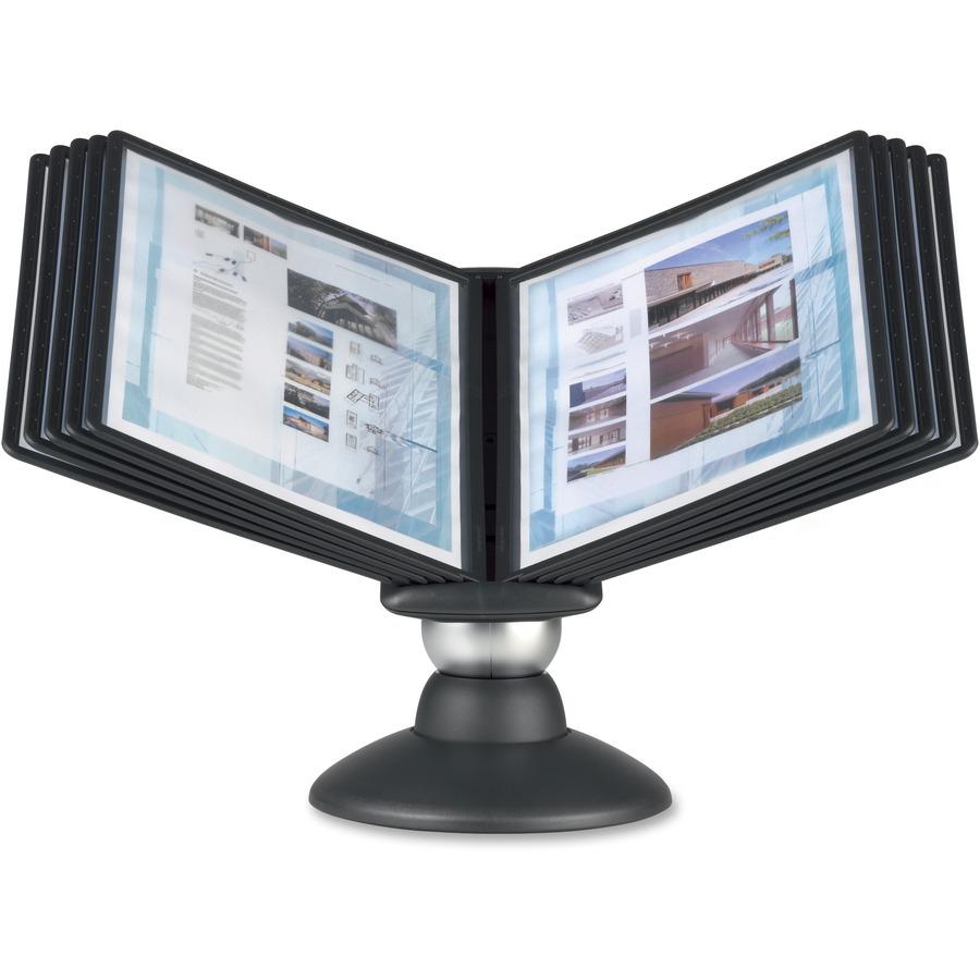DURABLE&reg; SHERPA&reg; Motion Reference Display System - Desktop - 360&deg; Rotation - 10 Double Sided Panels - Letter Size - Anti-Flective/Non-Glare - Black. Picture 10