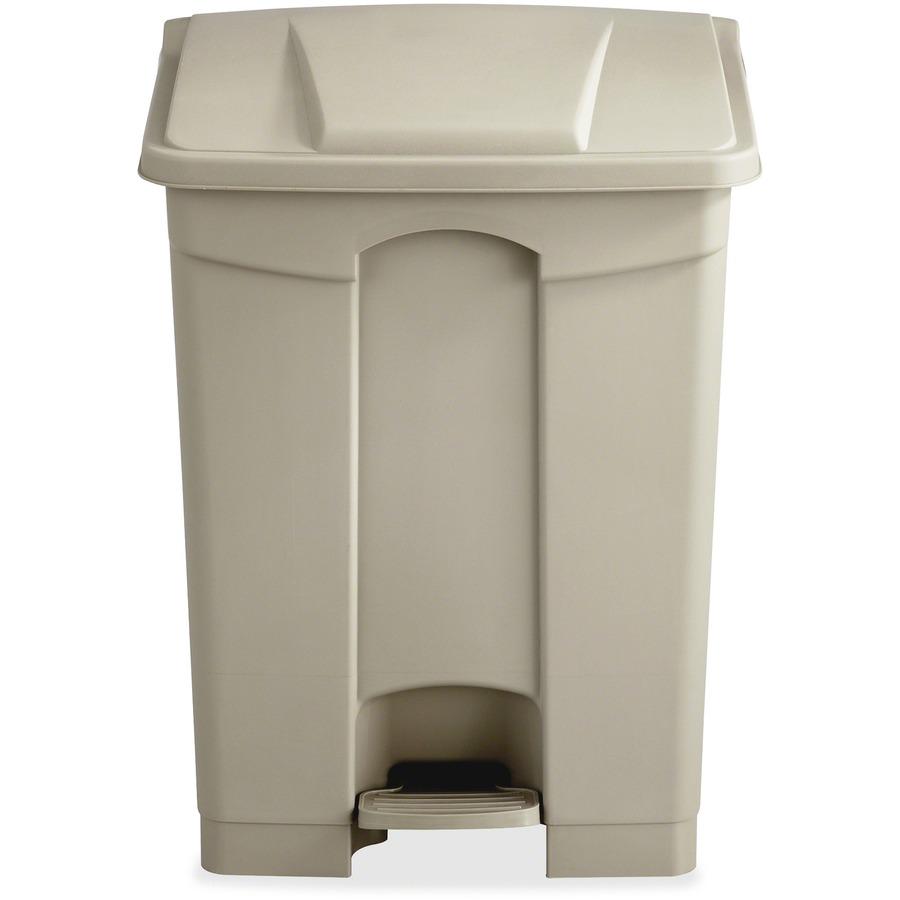 Safco Plastic Step-on Waste Receptacle - 17 gal Capacity - Rectangular - 26.3" Height x 19.8" Width x 16.3" Depth - Plastic - Tan - 1 Each. Picture 6