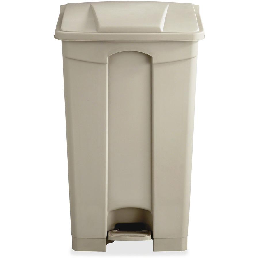 Safco Plastic Step-on Waste Receptacle - 23 gal Capacity - Rectangular - 32.3" Height x 19.8" Width x 16.3" Depth - Plastic - Tan - 1 Each. Picture 2