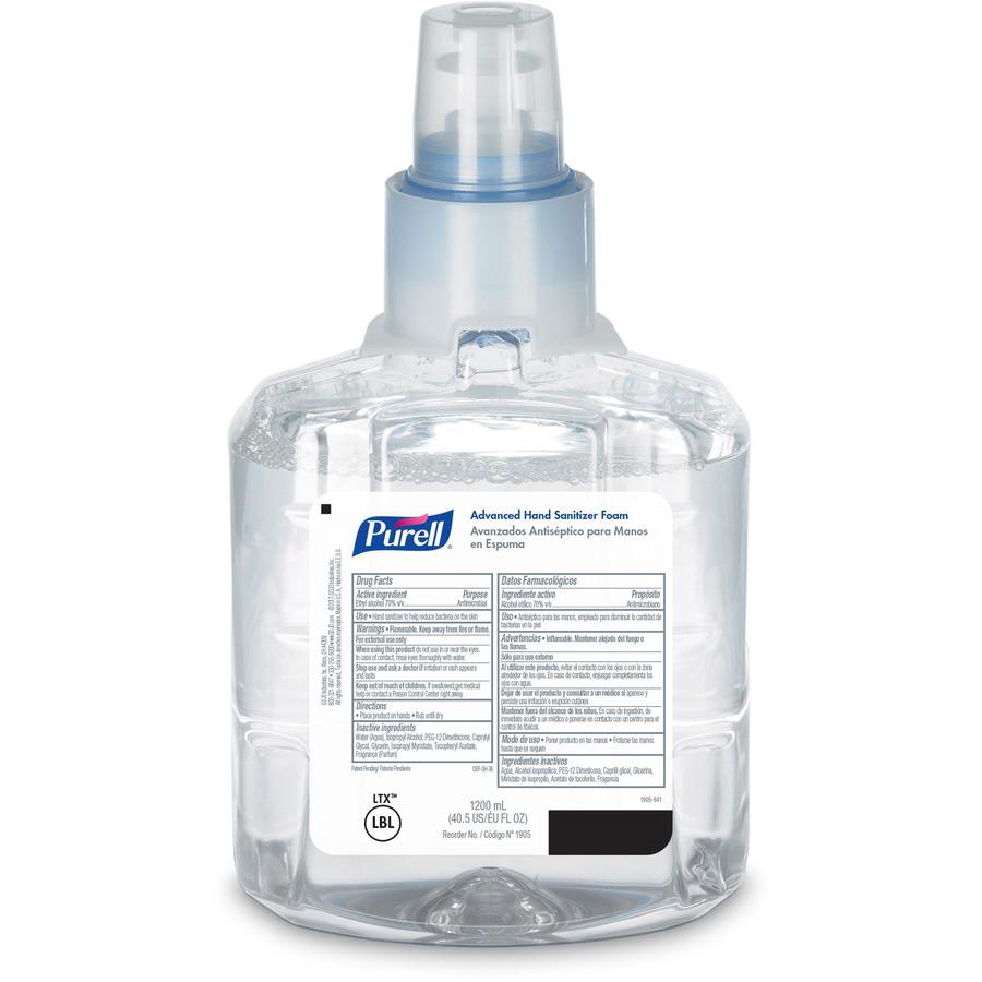 PURELL&reg; Hand Sanitizer Foam Refill - Clean Scent - 40.6 fl oz (1200 mL) - Kill Germs - Skin, Hand - Moisturizing - Clear - Chemical-free - 1 Each. Picture 3