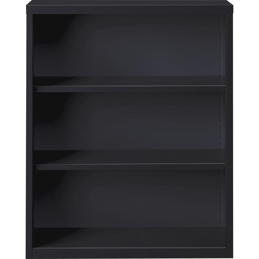Lorell Fortress Series Bookcase - 34.5" x 13" x 42" - 3 x Shelf(ves) - Black - Powder Coated - Steel - Recycled. Picture 4