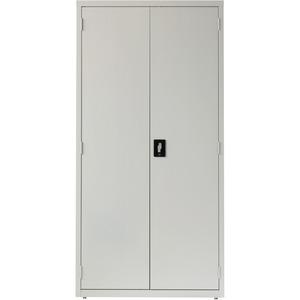Lorell Fortress Series Storage Cabinets - 36" x 18" x 72" - 5 x Shelf(ves) - Recessed Locking Handle, Hinged Door, Durable - Light Gray - Powder Coated - Steel - Recycled. Picture 2