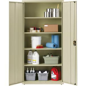 Lorell Fortress Series Storage Cabinets - 36" x 18" x 72" - 5 x Shelf(ves) - Recessed Locking Handle, Hinged Door, Durable - Putty - Powder Coated - Steel - Recycled. Picture 6