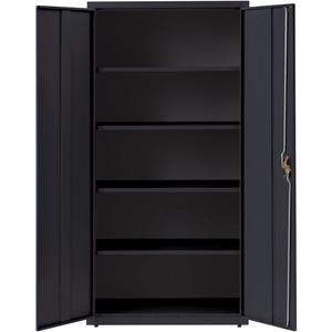 Lorell Fortress Series Storage Cabinet - 36" x 18" x 72" - 5 x Shelf(ves) - Recessed Locking Handle, Hinged Door, Durable - Black - Powder Coated - Steel - Recycled. Picture 9