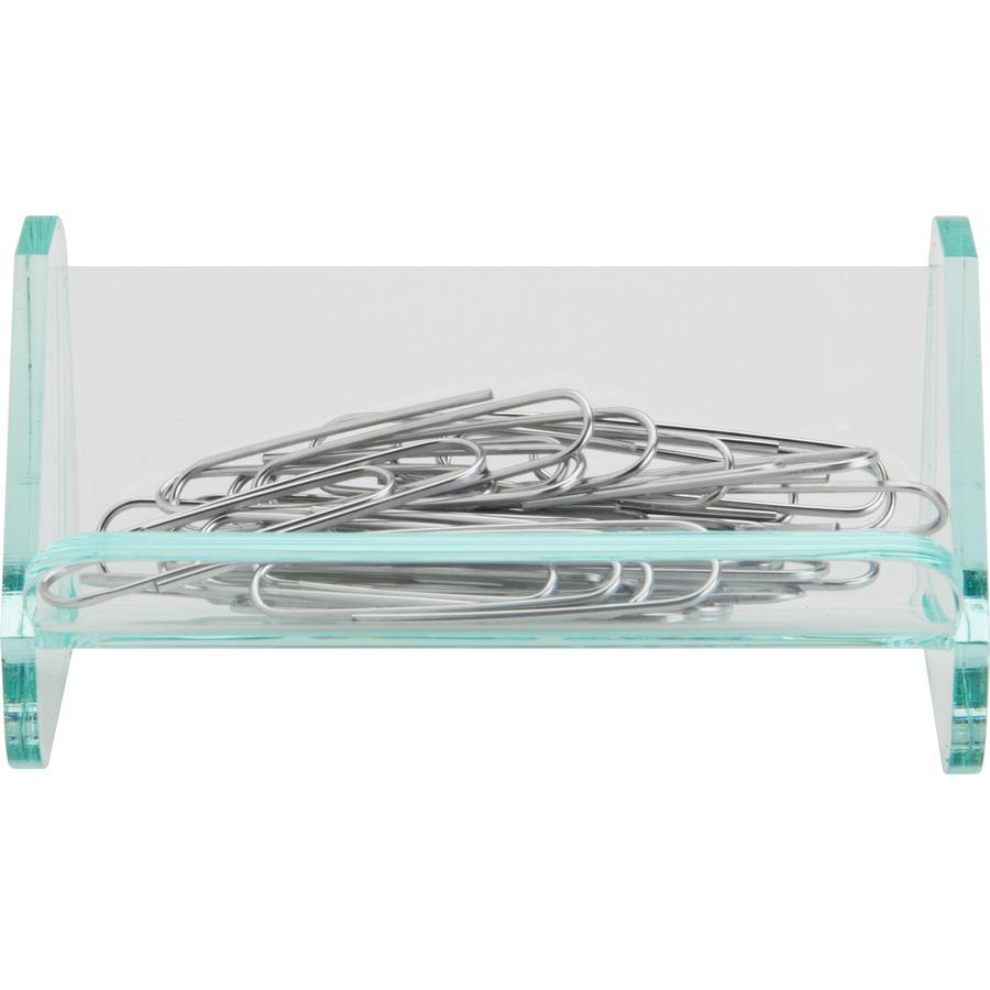 Lorell Acrylic Paper Clip Holder - Acrylic - 1 Each - Green, Transparent. Picture 4