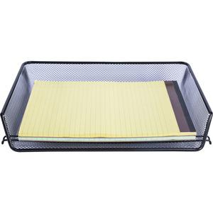 Lorell Side-loading Mesh Document Tray - 3" Height x 14.3" Width x 10.8" Depth - Stackable - Powder Coated - Black - Steel - 1 / Set. Picture 7