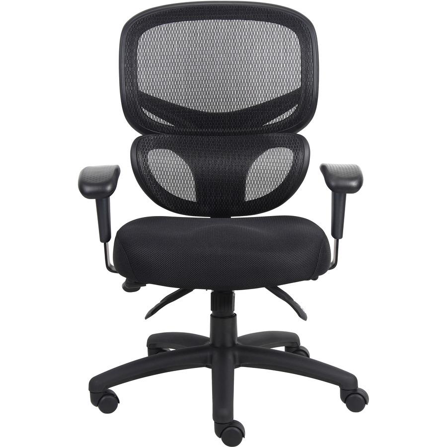 Lorell Mesh-Back Executive Chair - Black Fabric Seat - Black Mesh Back - 5-star Base - Black, Silver - Fabric - 1 Each. Picture 4