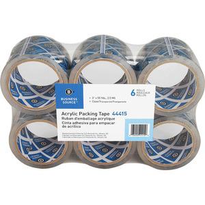 Business Source Acrylic Packing Tape - 55 yd Length x 3" Width - 2.5 mil Thickness - 3" Core - Pressure-sensitive Poly - Acrylic Backing - For Mailing, Shipping, Storing - 6 / Pack - Clear. Picture 4