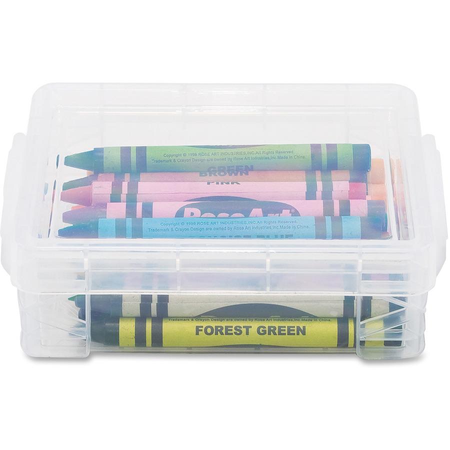 Advantus Super Stacker Crayon Box - External Dimensions: 4.8" Width x 3.5" Depth x 1.6" Height - 24 x Crayon - Stackable - Plastic - Clear - For Crayon - 1 Each. Picture 4