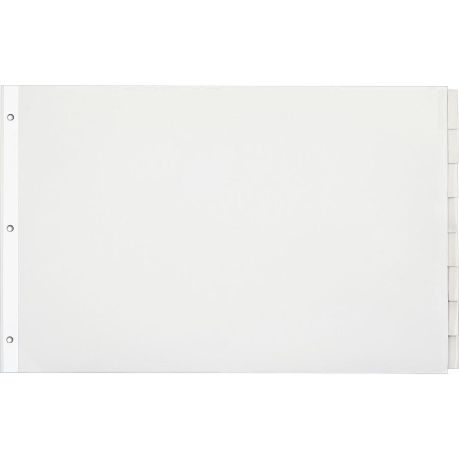Cardinal Insertable Index Dividers - 8 x Divider(s) - Blank Tab(s) - 8 Tab(s)/Set - 17.5" Divider Width x 11.50" Divider Length - Tabloid - 11" Width x 17" Length - White Paper Divider - Clear Tab(s). Picture 4