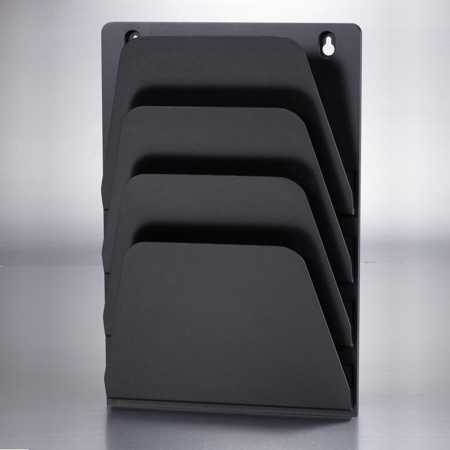 Officemate Wall File Holder - 7 Compartment(s) - 22.4" Height x 9.5" Width x 2.9" Depth - Black - Plastic - 1 Each. Picture 4