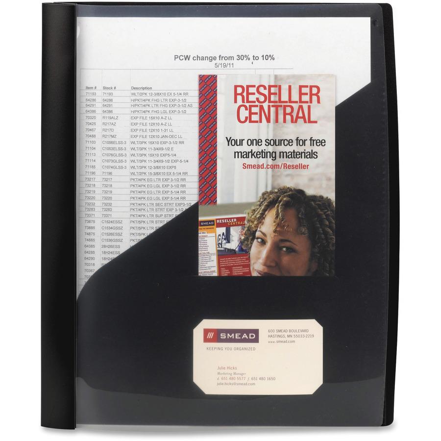 Smead Letter Report Cover - 8 1/2" x 11" - Polypropylene - Black - 5 / Pack. Picture 3