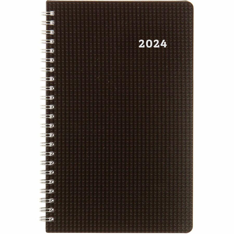Brownline DuraFlex Weekly Appointment Book - Julian Dates - Weekly - 12 Month - January 2024 - December 2024 - 7:00 AM to 6:00 PM - Hourly - 1 Week Double Page Layout - 5" x 8" Sheet Size - Twin Wire . Picture 4
