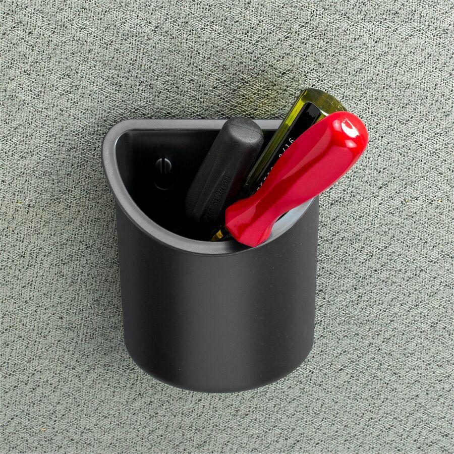 Lorell Recycled Mounting Pencil Cup - Plastic - 1 Each - Black. Picture 4