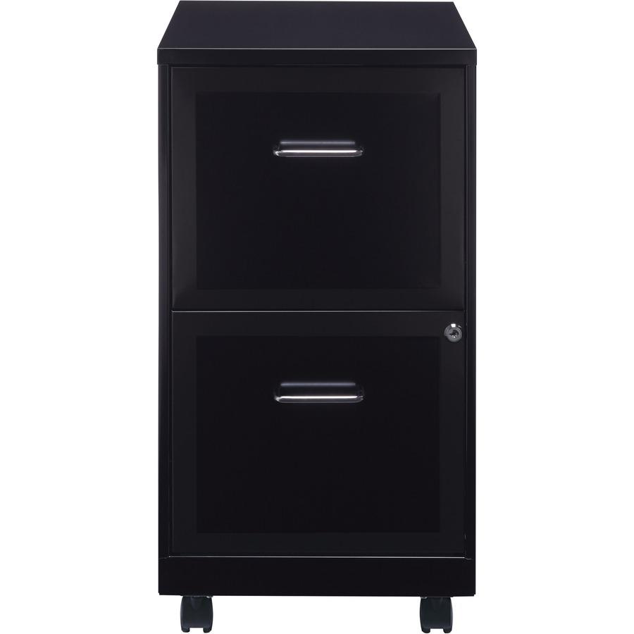 Lorell SOHO 18" 2-Drawer Mobile File Cabinet - 14.3" x 18" x 24.5" - 2 x Drawer(s) for File - Locking Drawer, Pull Handle, Casters, Glide Suspension - Black, Chrome - Baked Enamel - Steel - Recycled -. Picture 7