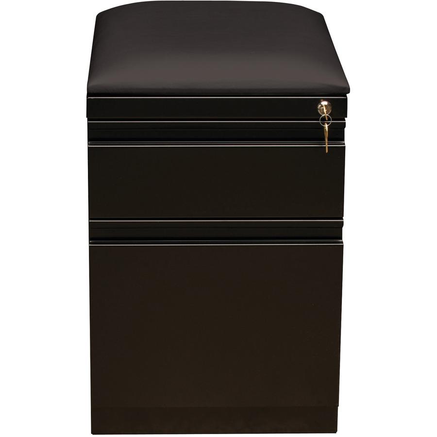 Lorell Mobile File Cabinet with Seat Cushion Top - 15" x 19.9" x 23.8" - 2 x Drawer(s) for Box, File - Letter - 305.50 lb Load Capacity - Ball-bearing Suspension, Drawer Extension - Black - Steel - Re. Picture 6