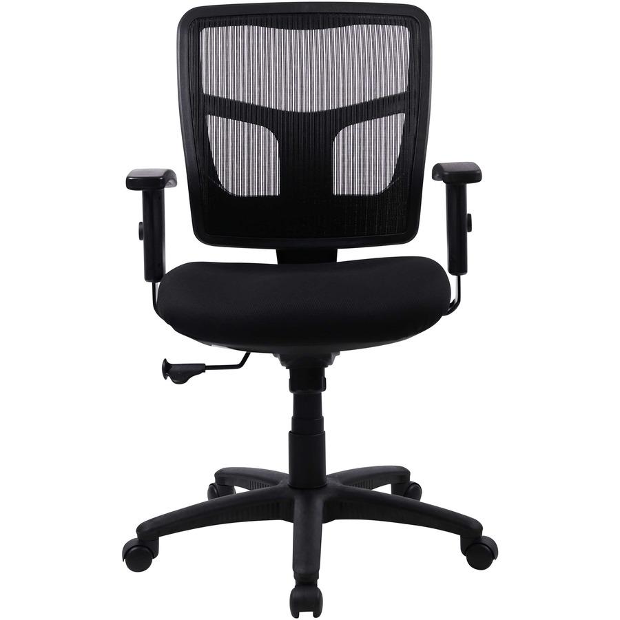 Lorell Ergomesh Managerial Mesh Mid-back Chair - Black Fabric Seat - Black Back - Black Frame - 5-star Base - Black - 1 Each. Picture 4