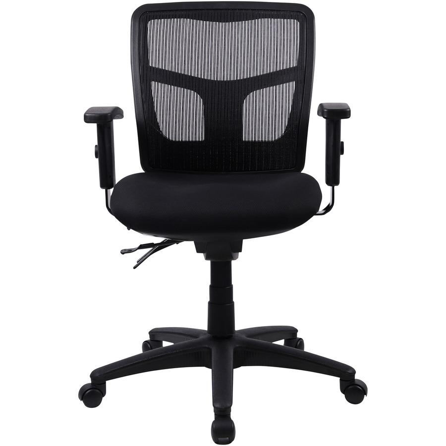 Lorell Ergomesh Swivel Mesh Mid-back Office Chair - Black Fabric Seat - Black Back - Black Frame - 5-star Base - Black - 1 Each. Picture 4