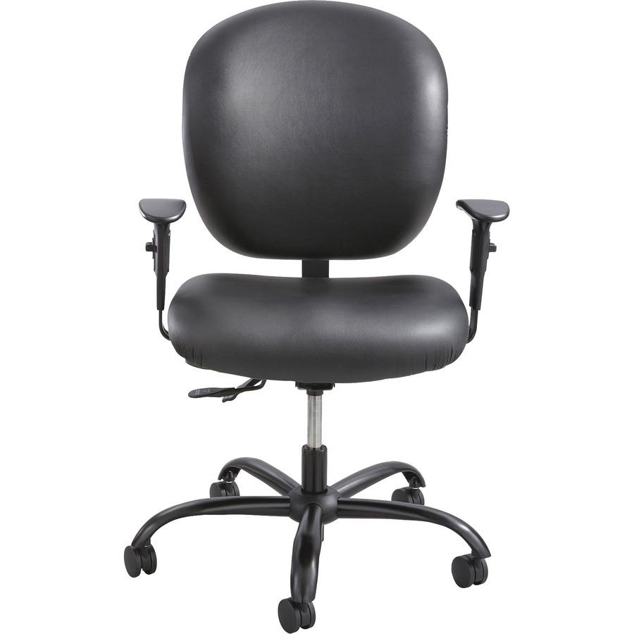 Safco Alday 24/7 Task Chair - Black Polyester Seat - Black Vinyl Back - 5-star Base - Black - 1 Each. Picture 2