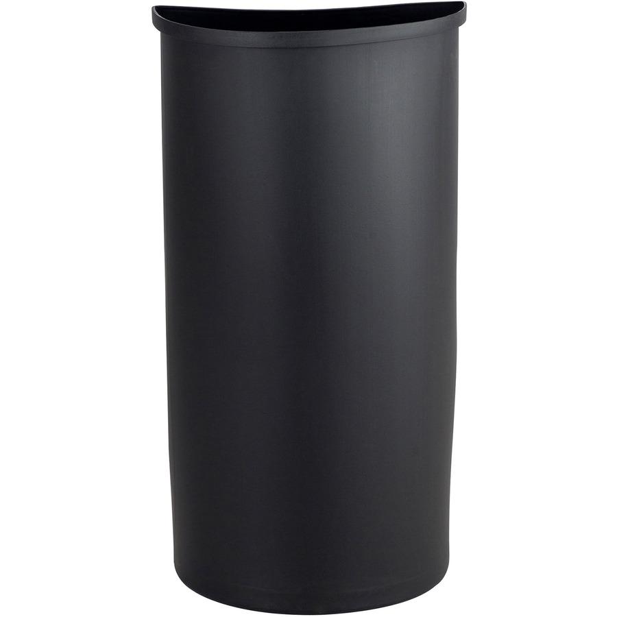 Safco Half Round Receptacle - 12.50 gal Capacity - Half-round - 32.5" Height x 17.5" Width x 9" Depth - Steel, Rubber, Plastic - Black - 1 Each. Picture 8
