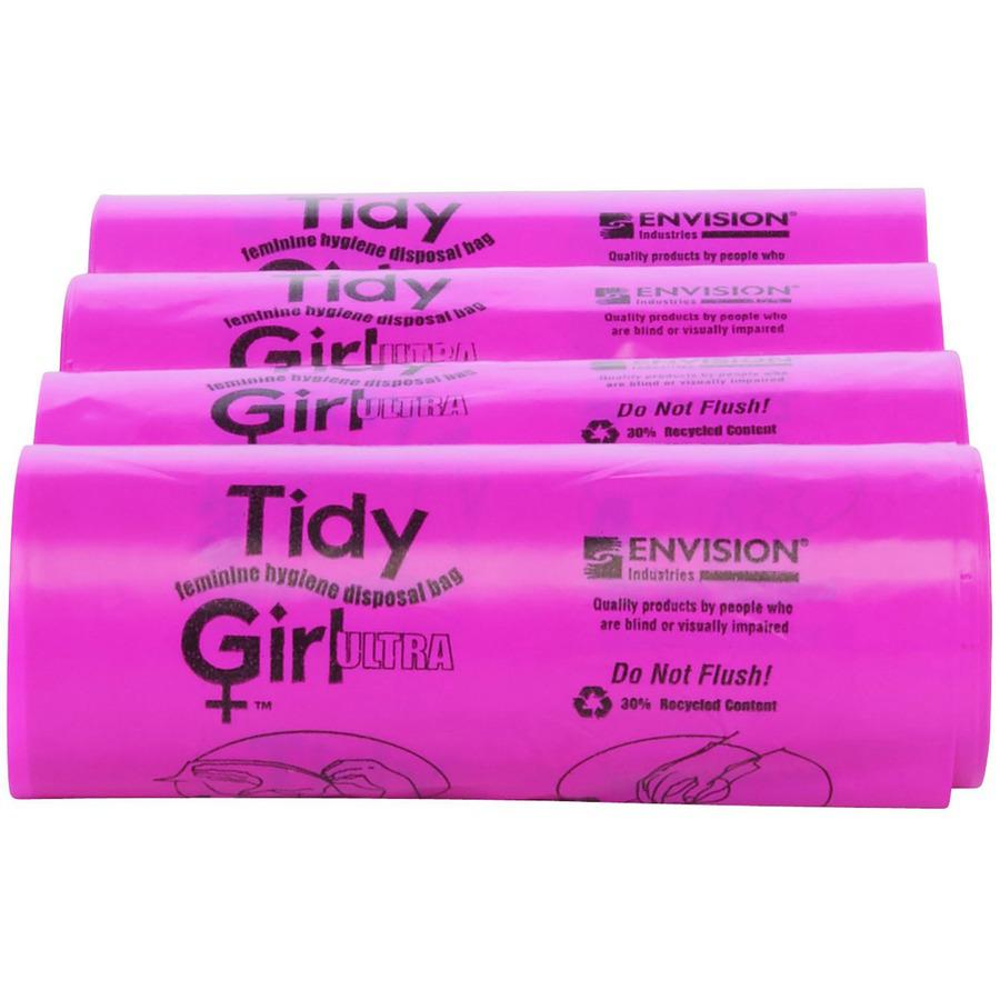 Stout Tidy Girl Feminine Hygiene Disposable Bags - 7.25" Width x 14" Length - 1.20 mil (30 Micron) Thickness - Pink - Plastic - 600/Box - Sanitary - Recycled. Picture 3