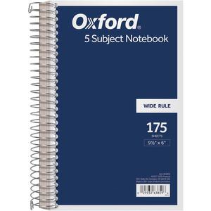 TOPS 5 Subject Wirebound Notebook - 175 Sheets - Coilock - 15 lb Basis Weight - 6" x 9 1/2" - White Paper - Navy Cover - Acid-free, Unpunched, Divider - 1 Each. Picture 4