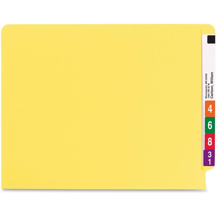 Smead WaterShed/CutLess Straight Tab Cut Letter Recycled End Tab File Folder - 8 1/2" x 11" - 2 x 2B Fastener(s) - End Tab Location - Yellow - 30% Paper Recycled - 50 / Box. Picture 8