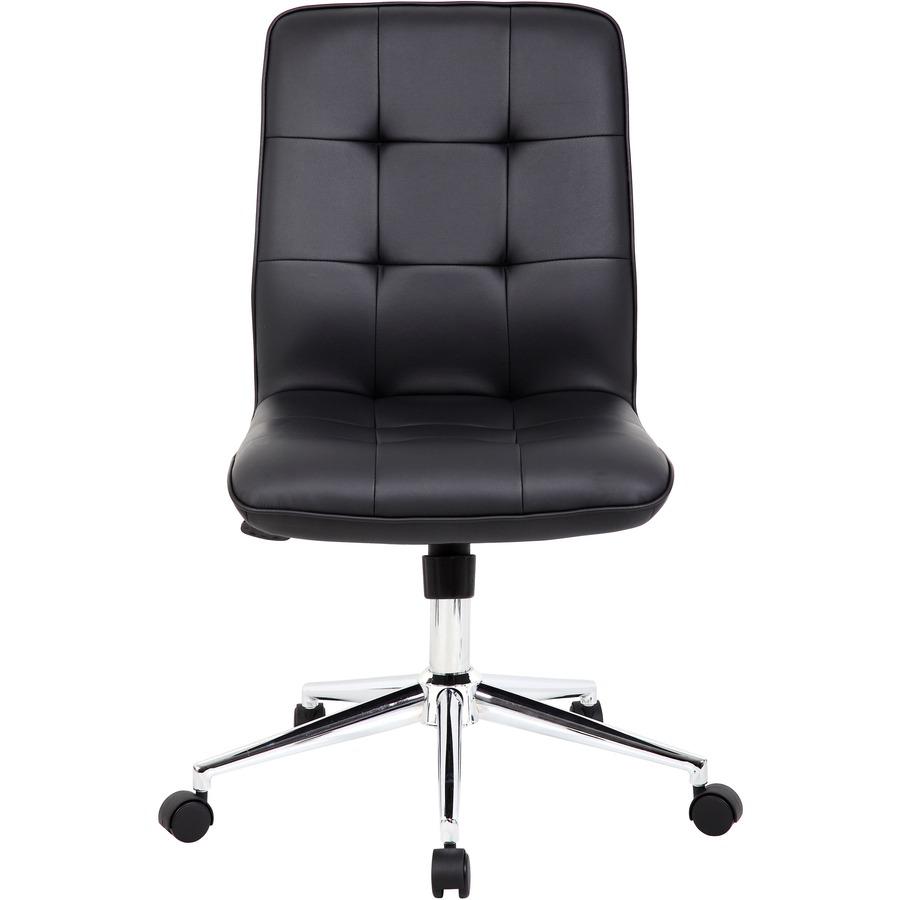 Boss Modern B330 Task Chair - Black Vinyl Seat - Chrome, Black Chrome Frame - 5-star Base - Black - 1 Each. Picture 4