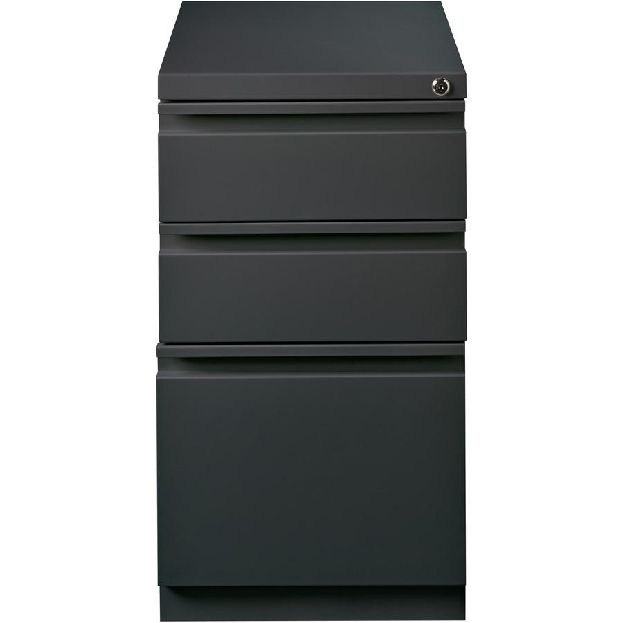 Lorell 20" Box/Box/File Mobile File Cabinet with Full-Width Pull - 15" x 19.9" x 27.8" - 3 x Drawer(s) for Box, File - Letter - Mobility, Casters, Drawer Extension, Security Lock, Recessed Drawer, Bal. Picture 6