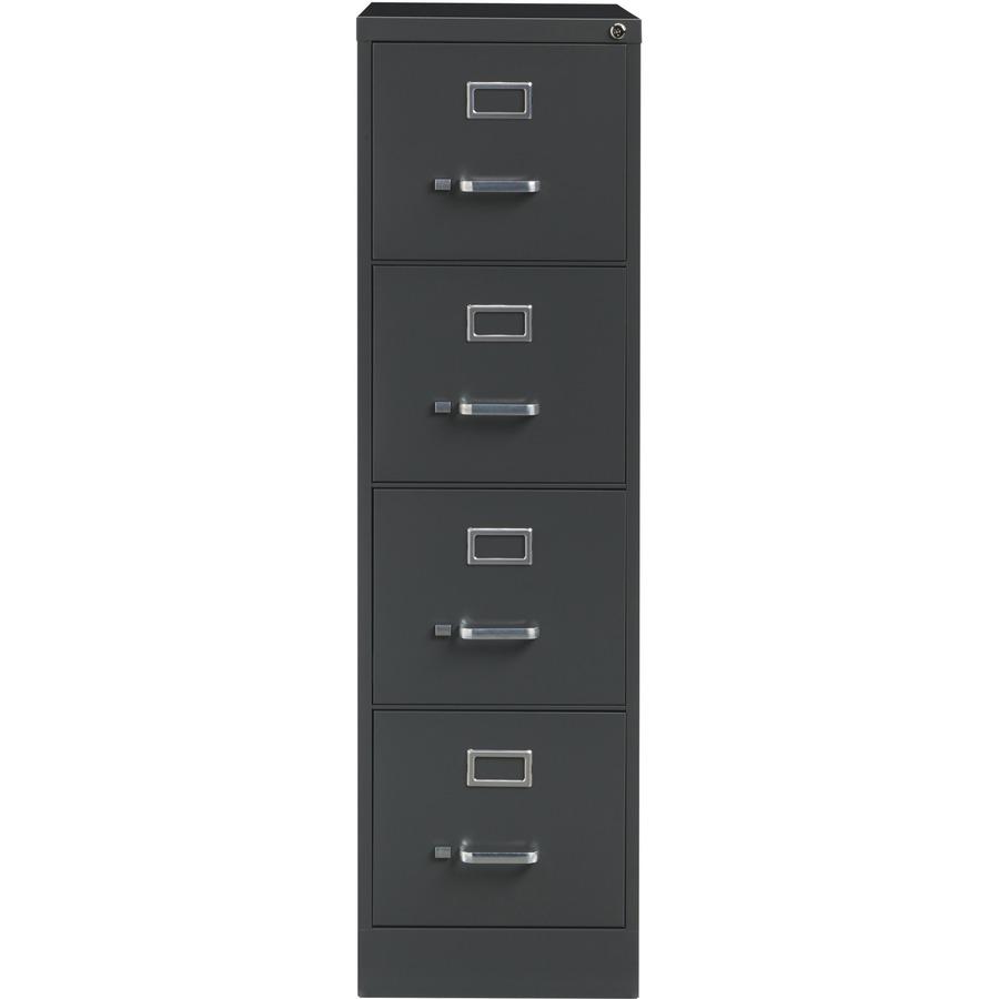 Lorell Fortress Series 26-1/2" Commercial-Grade Vertical File Cabinet - 15" x 26.5" x 52" - 4 x Drawer(s) for File - Letter - Vertical - Drawer Extension, Security Lock, Label Holder, Pull Handle - Ch. Picture 3