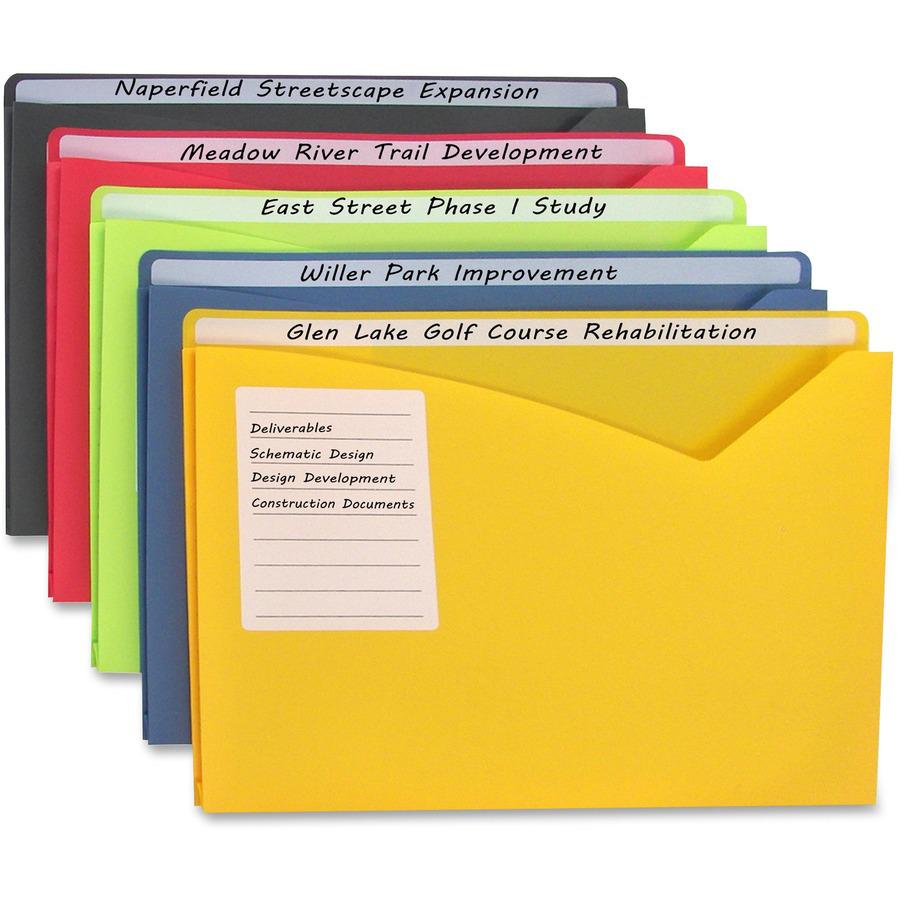 C-Line Write-On Poly File Jackets - Assorted Colors, 11 X 8-1/2, 25/BX, 63060. Picture 5