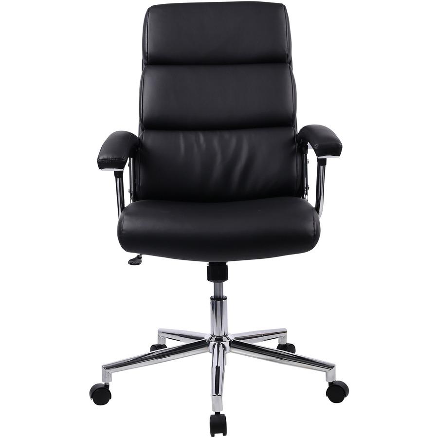 Lorell High-back Office Chair - Black Bonded Leather Seat - Black Bonded Leather Back - 1 Each. Picture 4
