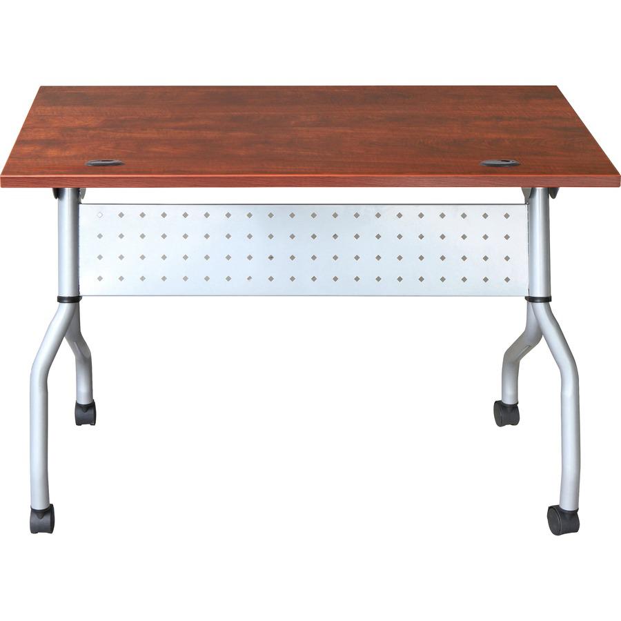 Lorell Flip Top Training Table - Rectangle Top - Four Leg Base - 4 Legs x 23.60" Table Top Width x 48" Table Top Depth - 29.50" Height x 47.25" Width x 23.63" Depth - Assembly Required - Cherry - Nylo. Picture 6