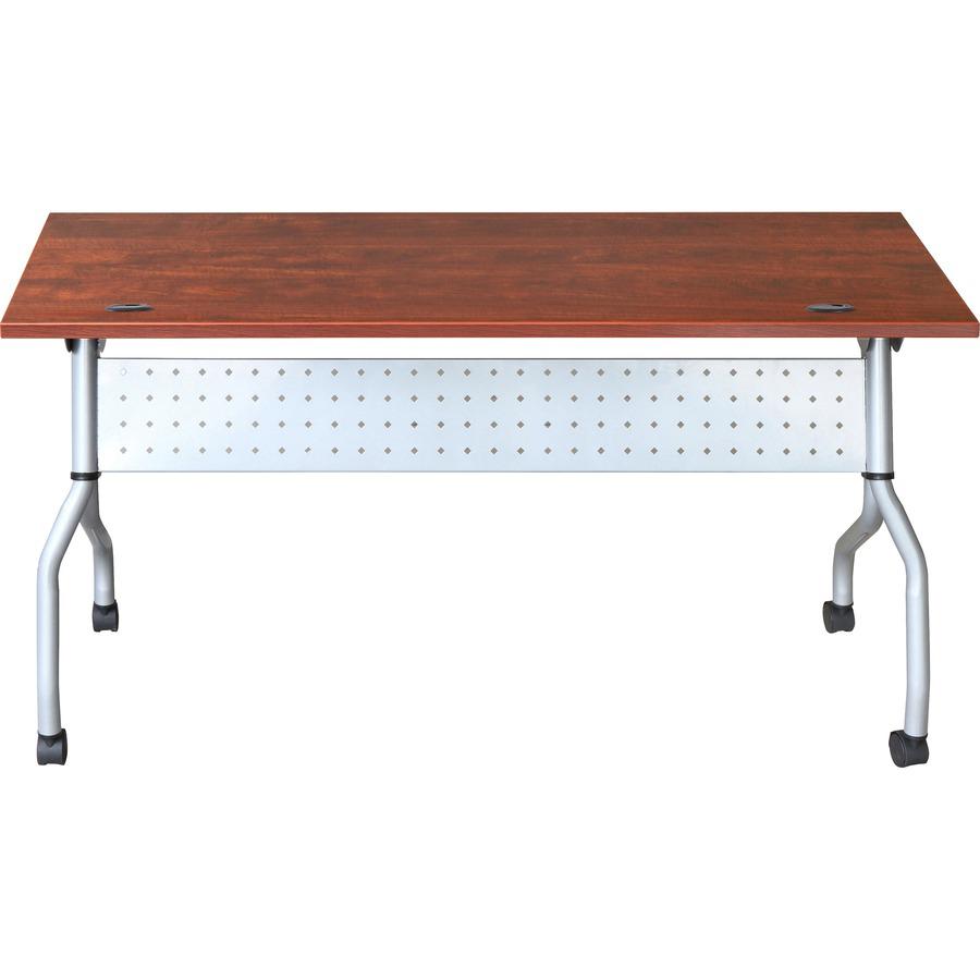 Lorell Cherry Flip Top Training Table - For - Table TopRectangle Top - Four Leg Base - 4 Legs x 23.60" Table Top Width x 72" Table Top Depth - 29.50" Height x 70.88" Width x 23.63" Depth - Assembly Re. Picture 2