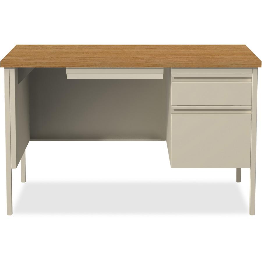 Lorell Fortress Series 48" Right Single-Pedestal Desk - For - Table TopOak Laminate Rectangle Top - 30" Table Top Length x 48" Table Top Width x 1.13" Table Top Thickness - 29.50" Height - Assembly Re. Picture 3