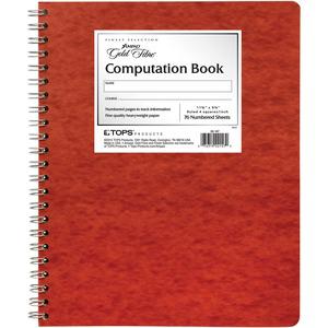 Ampad Retro Computation Notebook - 75 Sheets - Double Wire Spiral - 24 lb Basis Weight - 9 1/4" x 11 3/4" - Ivory Paper - RedPressboard Cover - Numbered, Heavy Duty Cover, Hard Cover, Chipboard Backin. Picture 4