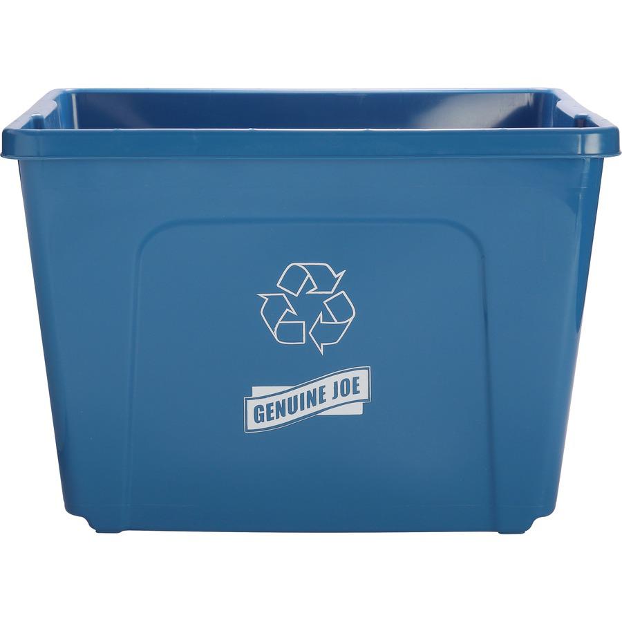 Genuine Joe 14-Gallon Recycling Bin - 14 gal Capacity - Rectangular - Durable, Lightweight - 14.5" Height x 19.5" Width x 15.4" Depth - Plastic - Blue - 1 Each. Picture 6