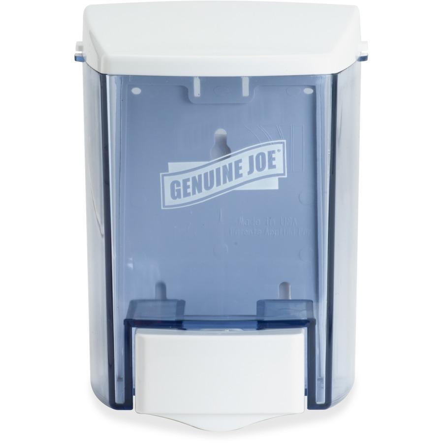 Genuine Joe 30 oz Soap Dispenser - Manual - 30 fl oz Capacity - See-through Tank, Water Resistant, Soft Push - 1Each. Picture 4