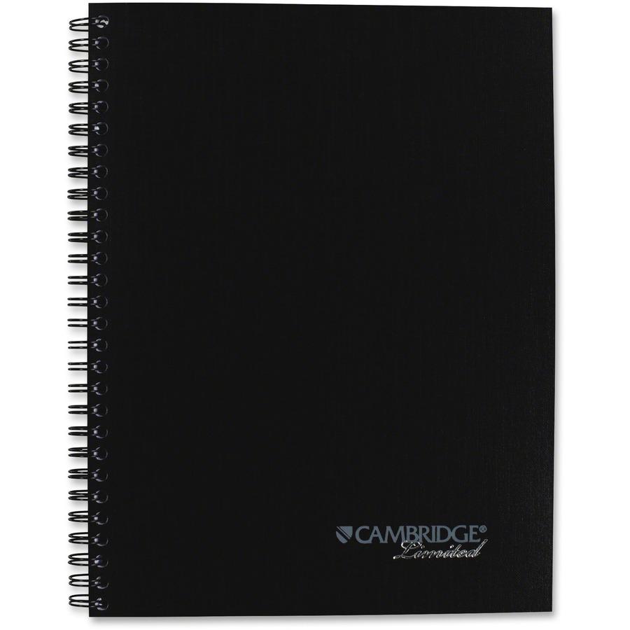 Mead Action Planner Business Notebook - Twin Wirebound - 9.50" x 7.5" x 0.6" - Black Cover - Pocket, Pen Loop, Perforated, Dual-sided Pocket, Bungee - Recycled - 1 Each. Picture 3
