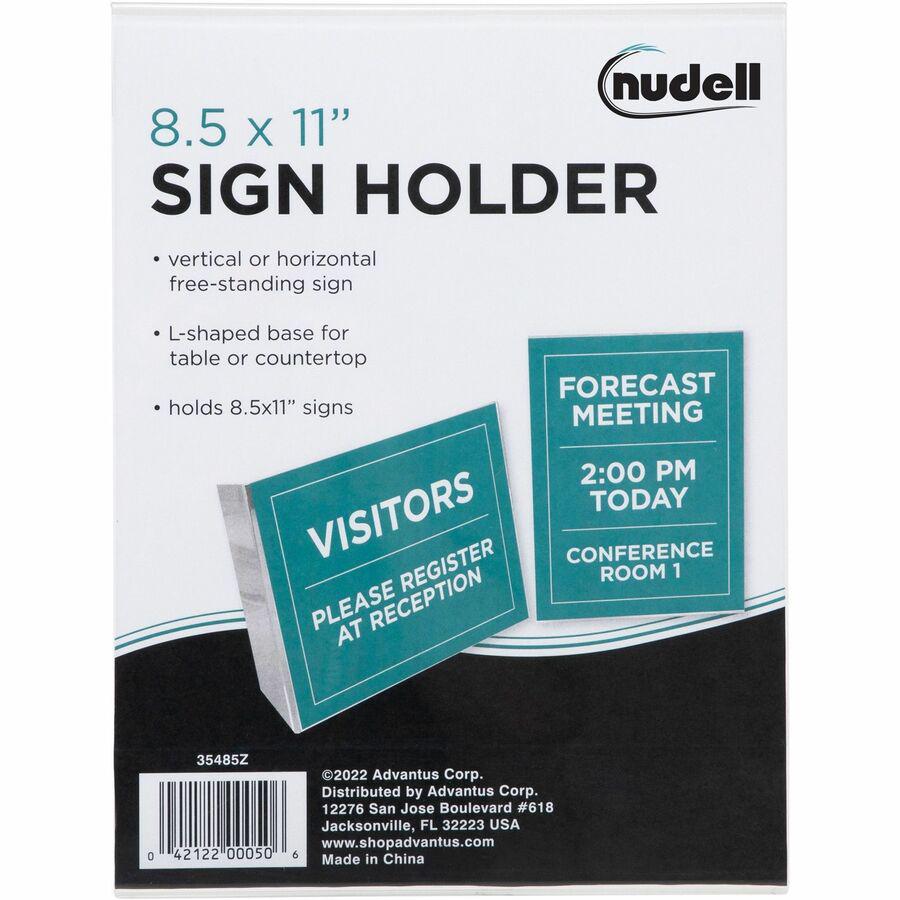 Golite nu-dell One-piece Sign Holder - 1 Each - 8.5" Width x 11" Height - Rectangular Shape - Self-standing - Acrylic - Photo, Award, Certificate - Clear. Picture 5