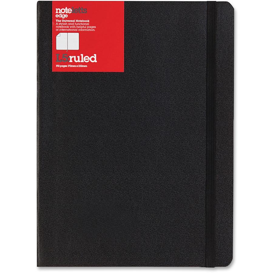 Letts of London L5 Ruled Notebook - Sewn9" x 6" - Black Cover - Elastic Closure, Flexible Cover, Pocket - 1 Each. Picture 3