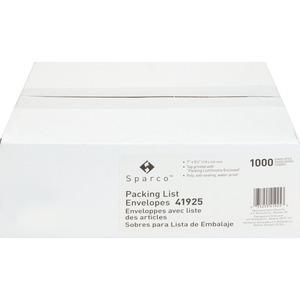 Sparco Pre-labeled Packing Slip Envelope - Packing List - 7" Width x 5 1/2" Length - 70 g/m&#178; - Self-adhesive Seal - Paper, Low Density Polyethylene (LDPE) - 1000 / Box - White. Picture 4