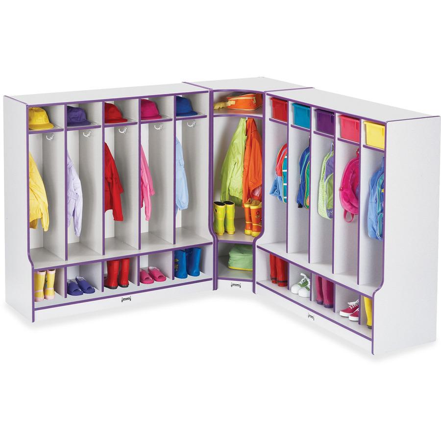 Jonti-Craft Rainbow Accents Step 5 Section Locker - 5 Compartment(s) - 50.5" Height x 48" Width x 17.5" Depth - Double Hook, Durable - Blue - 1 Each. Picture 6