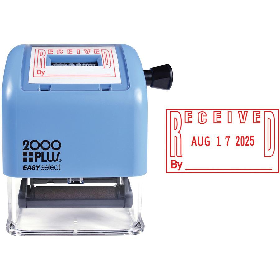 Consolidated Stamp 011091/2 2000 Plus Easy Select Dater - Message/Date Stamp - "RECEIVED" - 1" Impression Width x 1.81" Impression Length - 4 Bands - Red, Blue - 1 Each. Picture 2