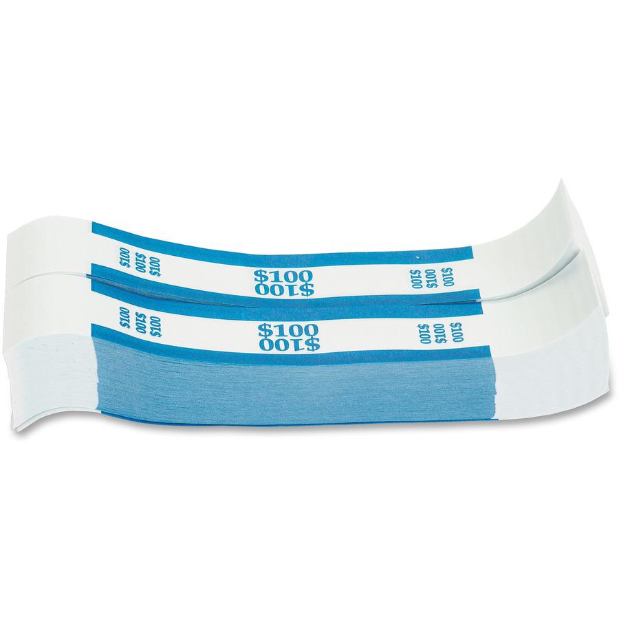 PAP-R Currency Straps - 1.25" Width - Total $100 in $1 Denomination - Self-sealing, Self-adhesive, Durable - 20 lb Basis Weight - Kraft - White, Blue - 1000 / Pack. Picture 8