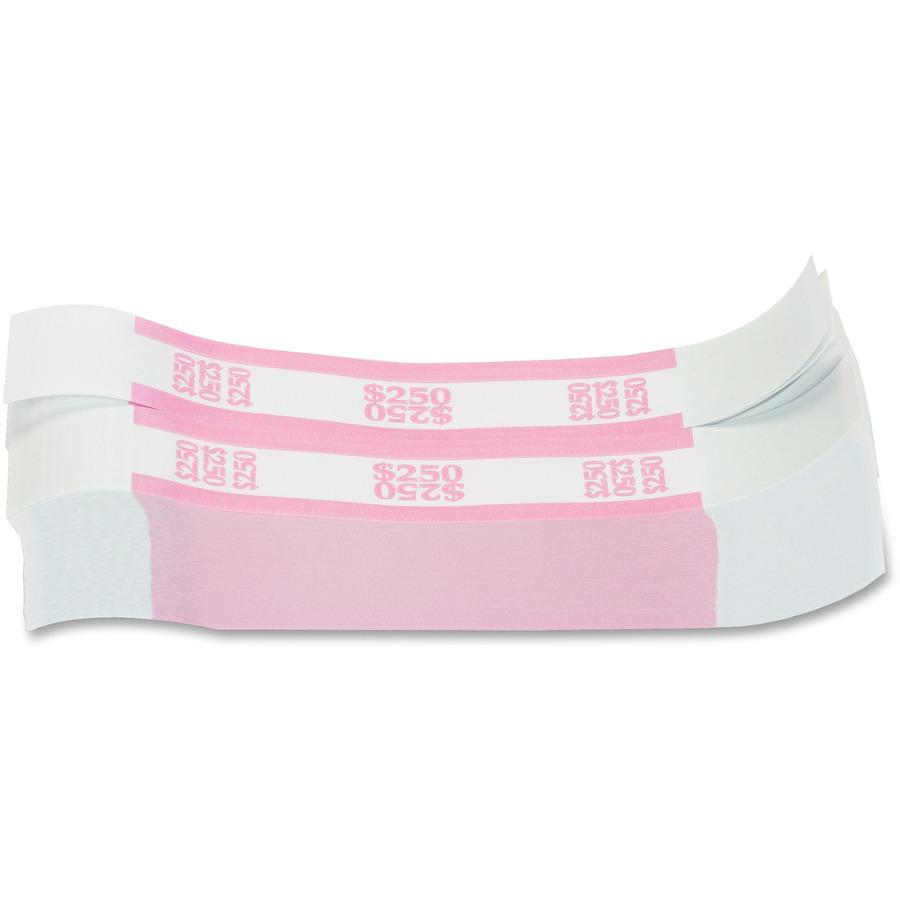 PAP-R Currency Straps - 1.25" Width - Total $250 in $1 Denomination - Self-sealing, Self-adhesive, Durable - 20 lb Basis Weight - Kraft - White, Pink - 1000 / Pack. Picture 8