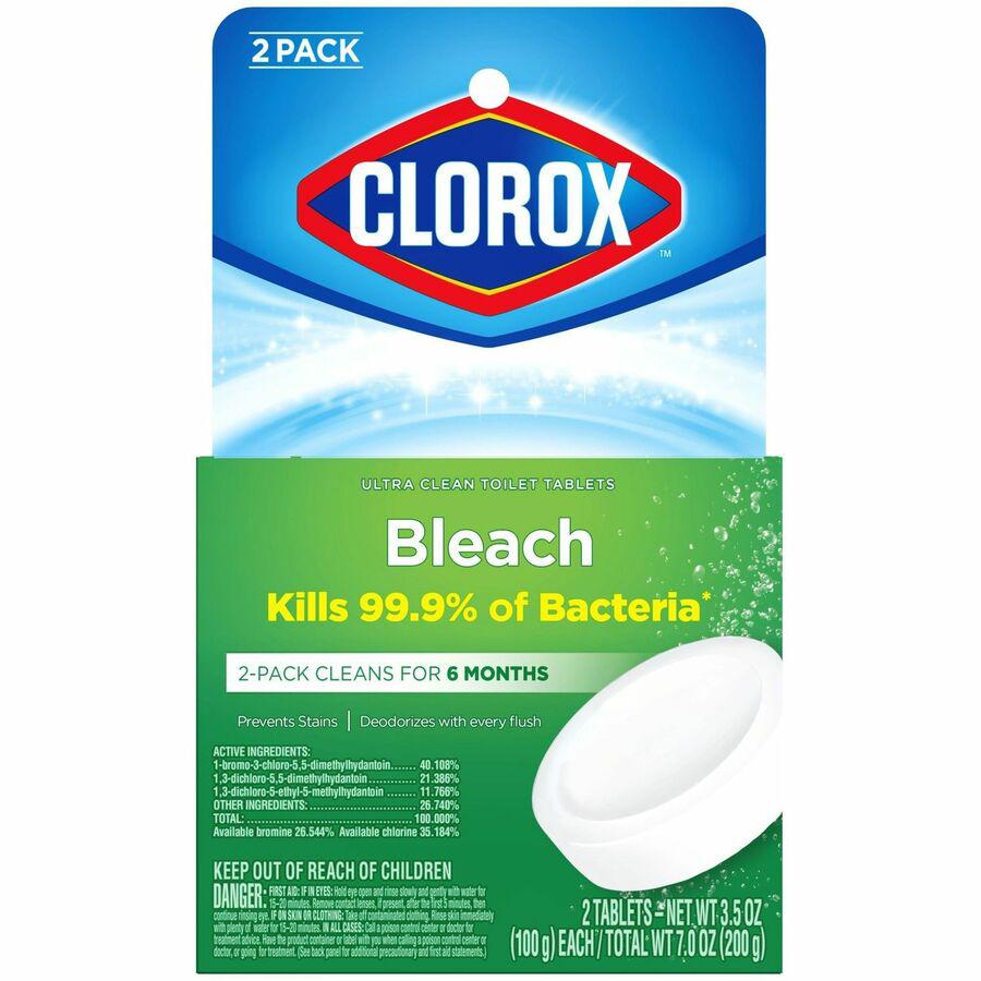 Clorox Ultra Clean Toilet Tablets Bleach - For Toilet Bowl - 3.50 oz (0.22 lb) - 2 / Pack - 1 Each - Deodorize - White. Picture 5