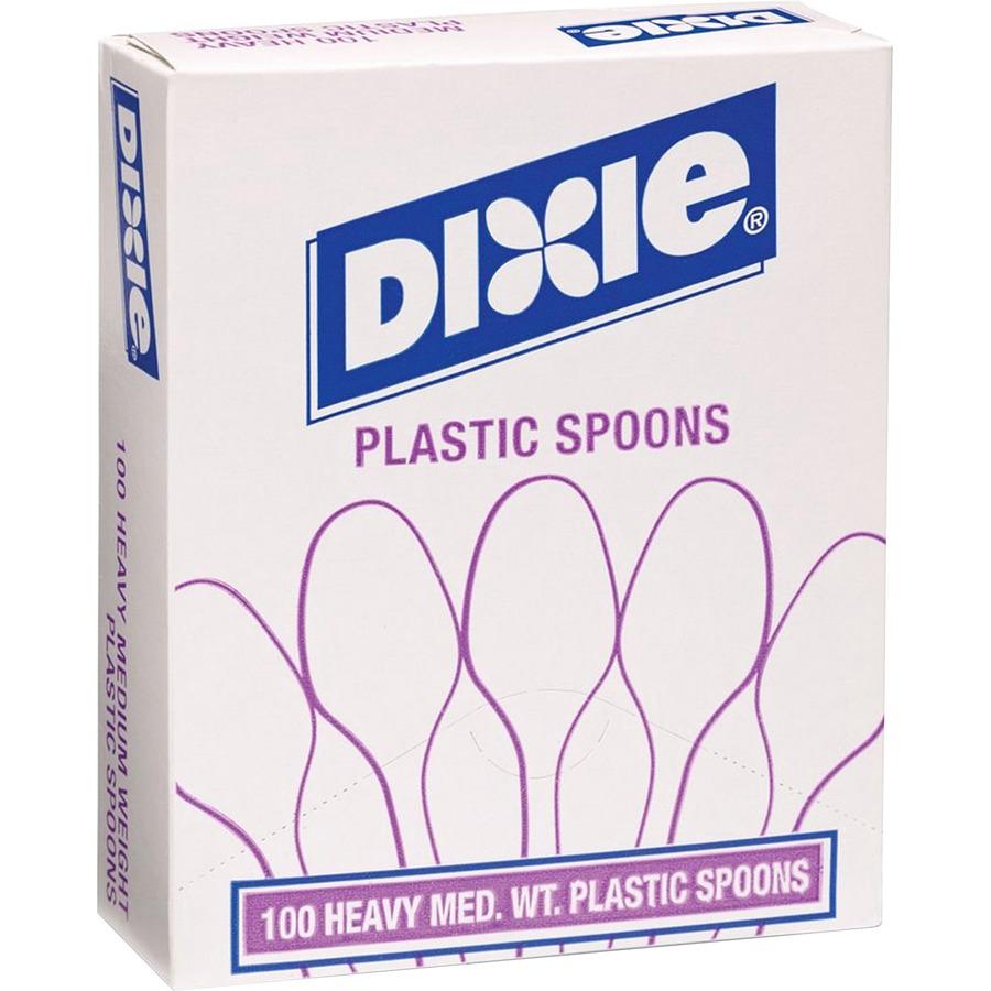 Dixie Heavy Medium-weight Disposable Soup Spoons Grab-N-Go by GP Pro - 100 / Box - 1000/Carton - Soup Spoon - 1000 x Soup Spoon - White. Picture 3