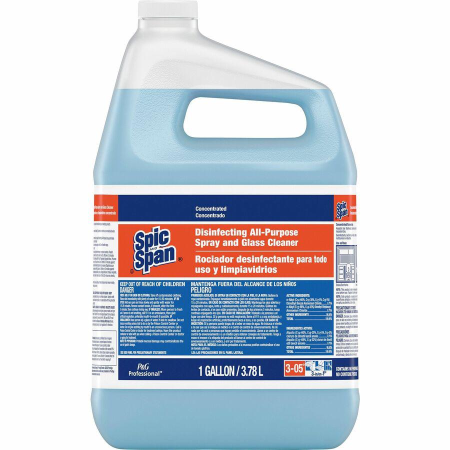 Spic and Span Disinfecting All-Purpose Spray and Glass Cleaner - For Multipurpose - Concentrate - 128 fl oz (4 quart) - 2 / Carton - Streak-free, Disinfectant - Clear Blue. Picture 3